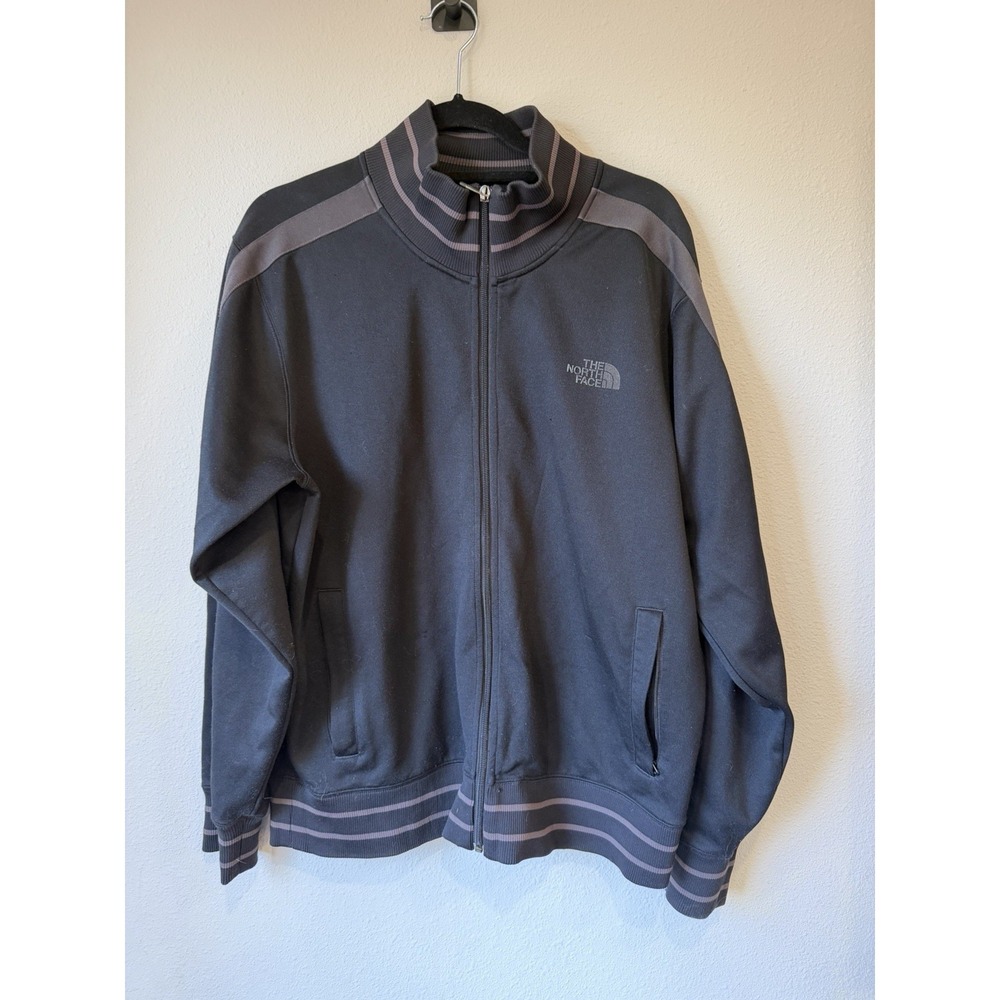 The North Face Track Jacket Mens Size Large Black Great‎ Stripe Full Zip